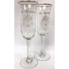 Wedding Champagne Flutes Couple Toasting Glass Cups Our Wedding Bells Set of 2